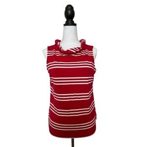 Talbots Red and white striped‎ cowl neck tank top